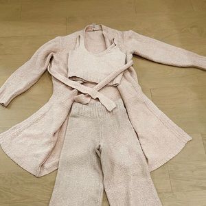 Skims Cozy Knit Robe, Pants & Tank in Dusk